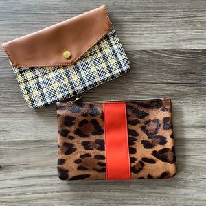 🆕 2 Makeup Cosmetic Toiletry Bags Cheetah and Plaid